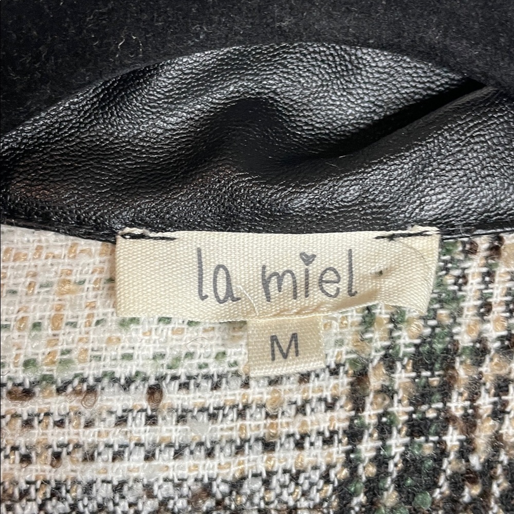 Le Miel | Women’s Plaid Oversized Shacket Vegan Leather Details Size Medium - Picture 4 of 6